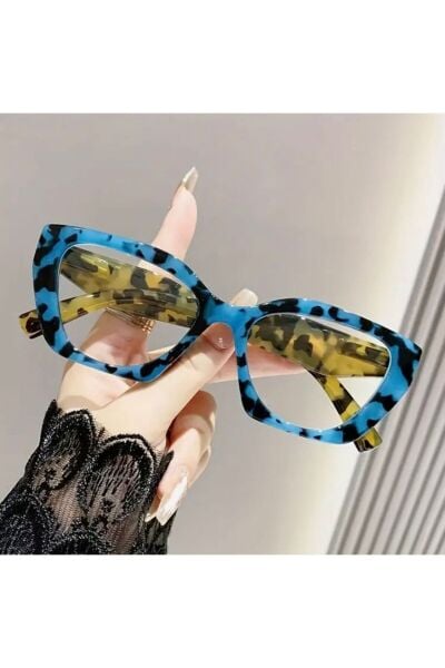 Vanilla Avenue 2025 Moda Unisex Büyük Çerçeve Kahverengi Leopar Kemik Mavi Retro Aksesuar Gözlük