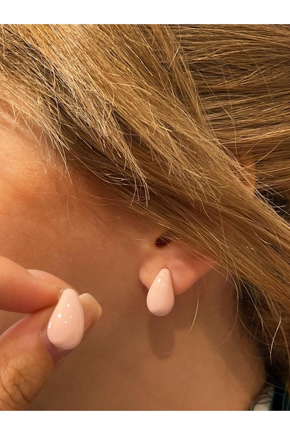 Hei Toz Pembe Mini Damla Şeklinde Günlük Kullanım Kadın Küpe
