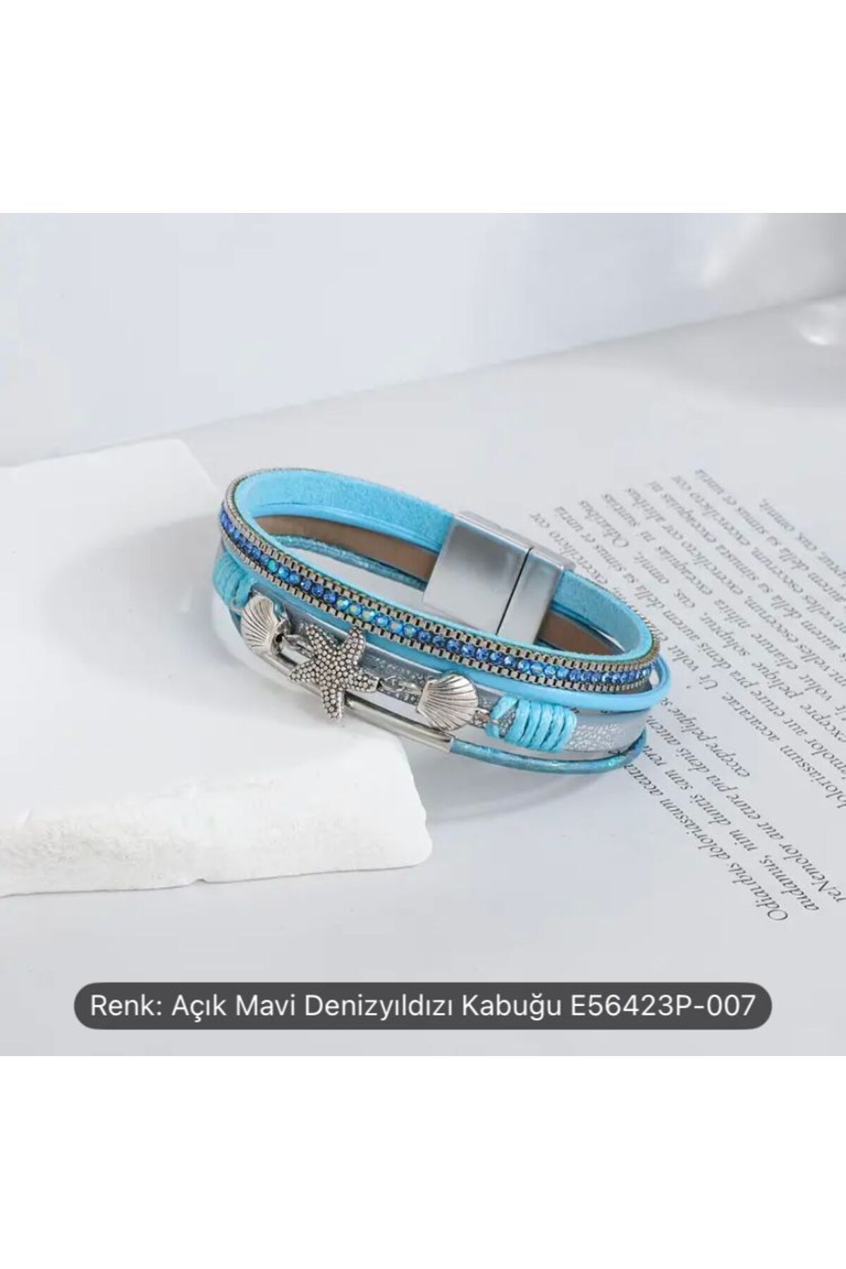 Hei Mavi Taşlı Gümüş Rengi Charm Çapa Deniz Yıldızı Halat Günlük Kullanım Kadın Bileklik