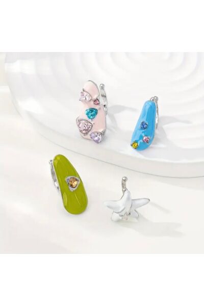 Hei Pembe Mavi Yeşil Beyaz Dörtlü Günlük Kullanım Işıltılı Kadın Küpe