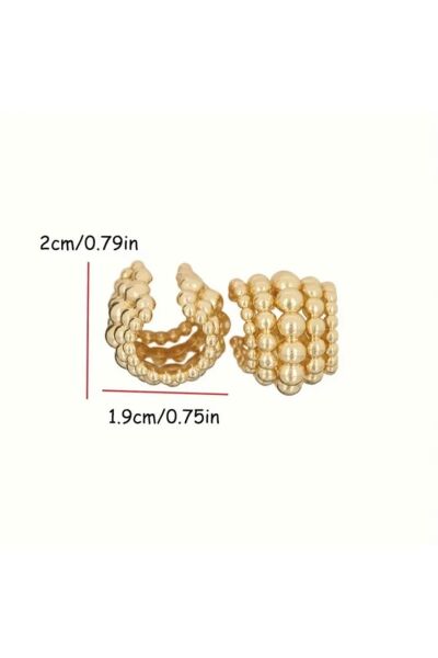 Hei Altın Sarısı Bombeli Şık 2li Tek Kulak Kullanım Günlük Kadın Küpe