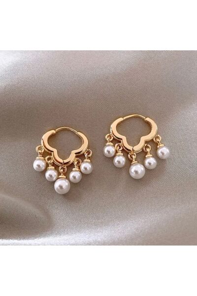 Hei Altın Sarısı İnci Detaylı Bohem Sallantılı Günlük Kullanım Kadın Küpe