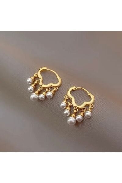 Hei Altın Sarısı İnci Detaylı Bohem Sallantılı Günlük Kullanım Kadın Küpe