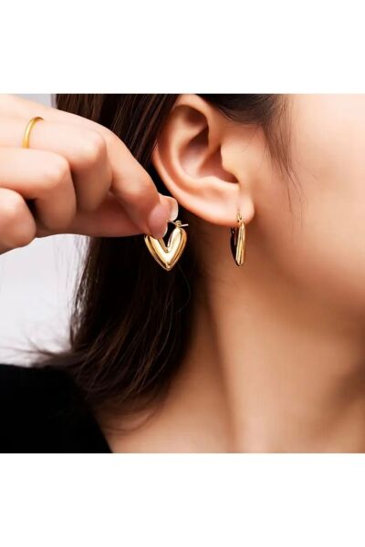 Hei Altın Sarısı Kalpli Sallantılı Şık Görünüm Sallantılı Günlük Kullanım Kadın Küpe