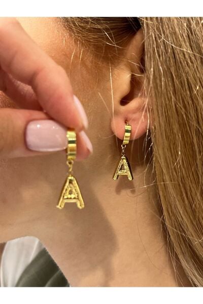 Hei Altın Sarısı Renkli A Harfli Sallantılı Günlük Kullanım Kadın Küpe