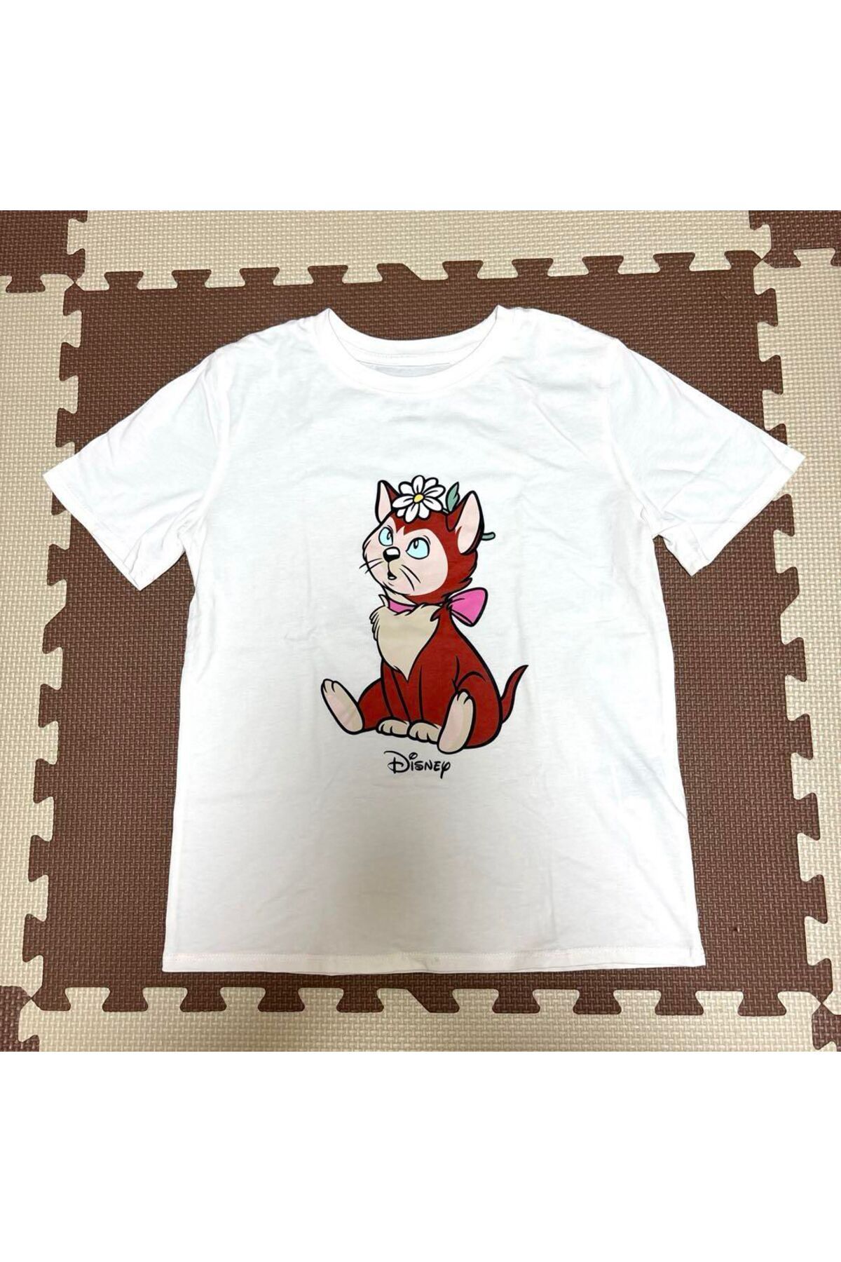 Hei Beyaz Disney Kedi Desenli Kız Çocuk Günlük Tişört 6-8 YAŞ